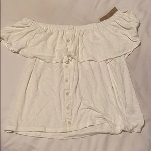 American Eagle off the shoulder button down